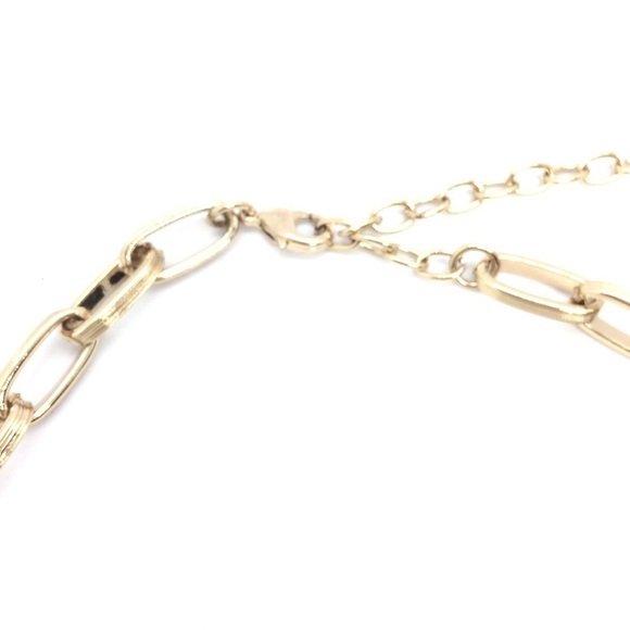 NATASHA RHINESTONE STATEMENT NECKLACE GOLD TONE BLING OVAL CHAIN LINKS - Picture 10 of 11